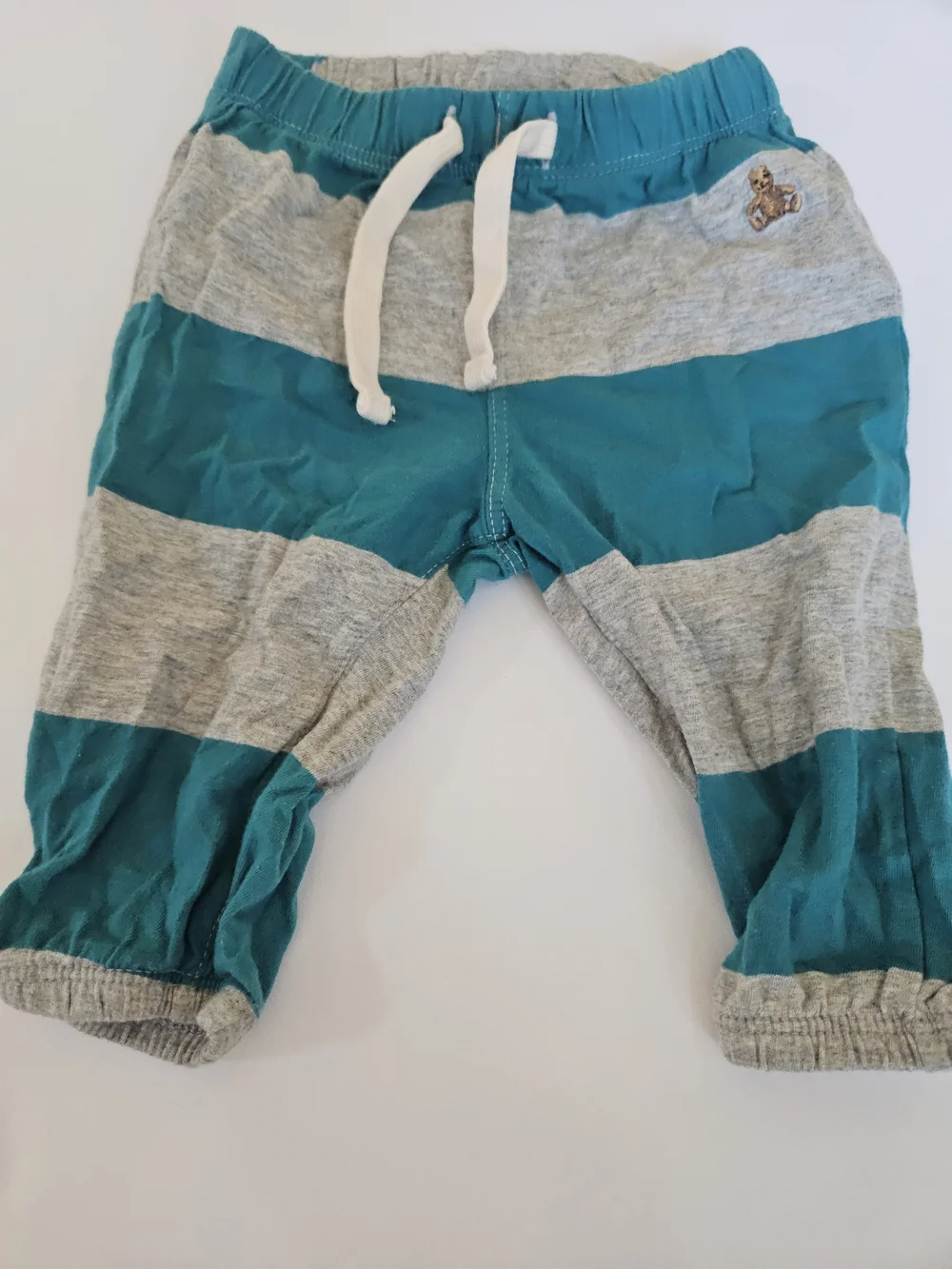 GAP Teal and Gray Striped Baby Jogger Pants Size 3-6 Months